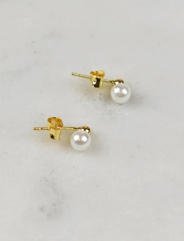 Nelle 18K Gold Plated Pearl Earrings
