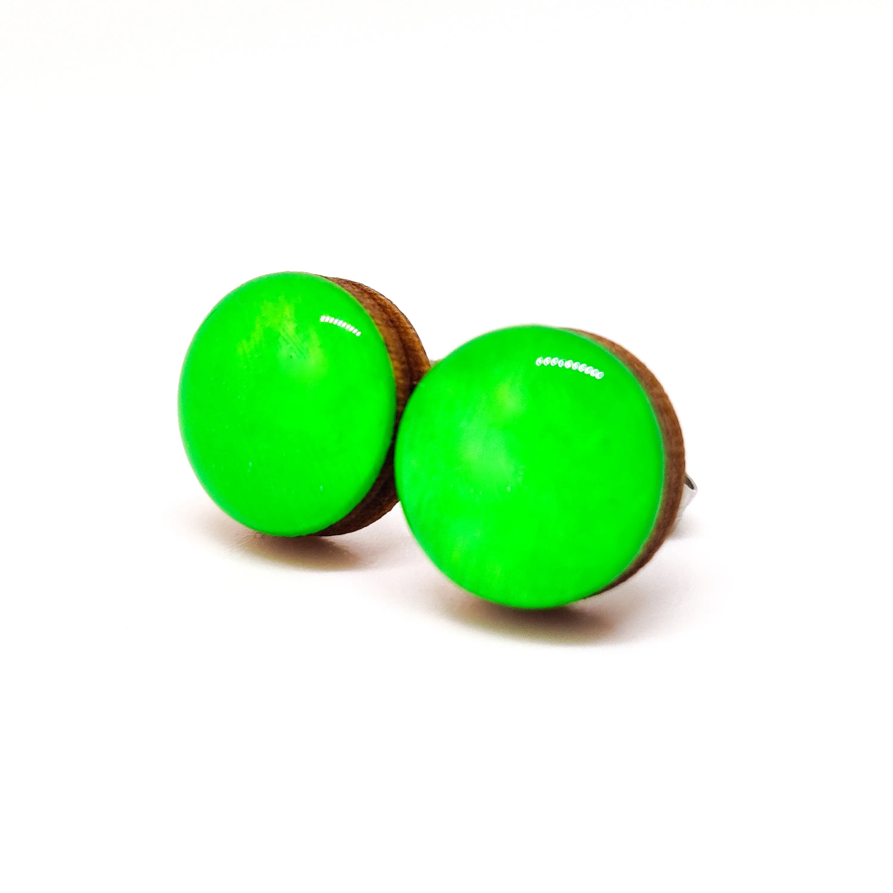 Neon Green Stud Earrings by Candi Cove Designs