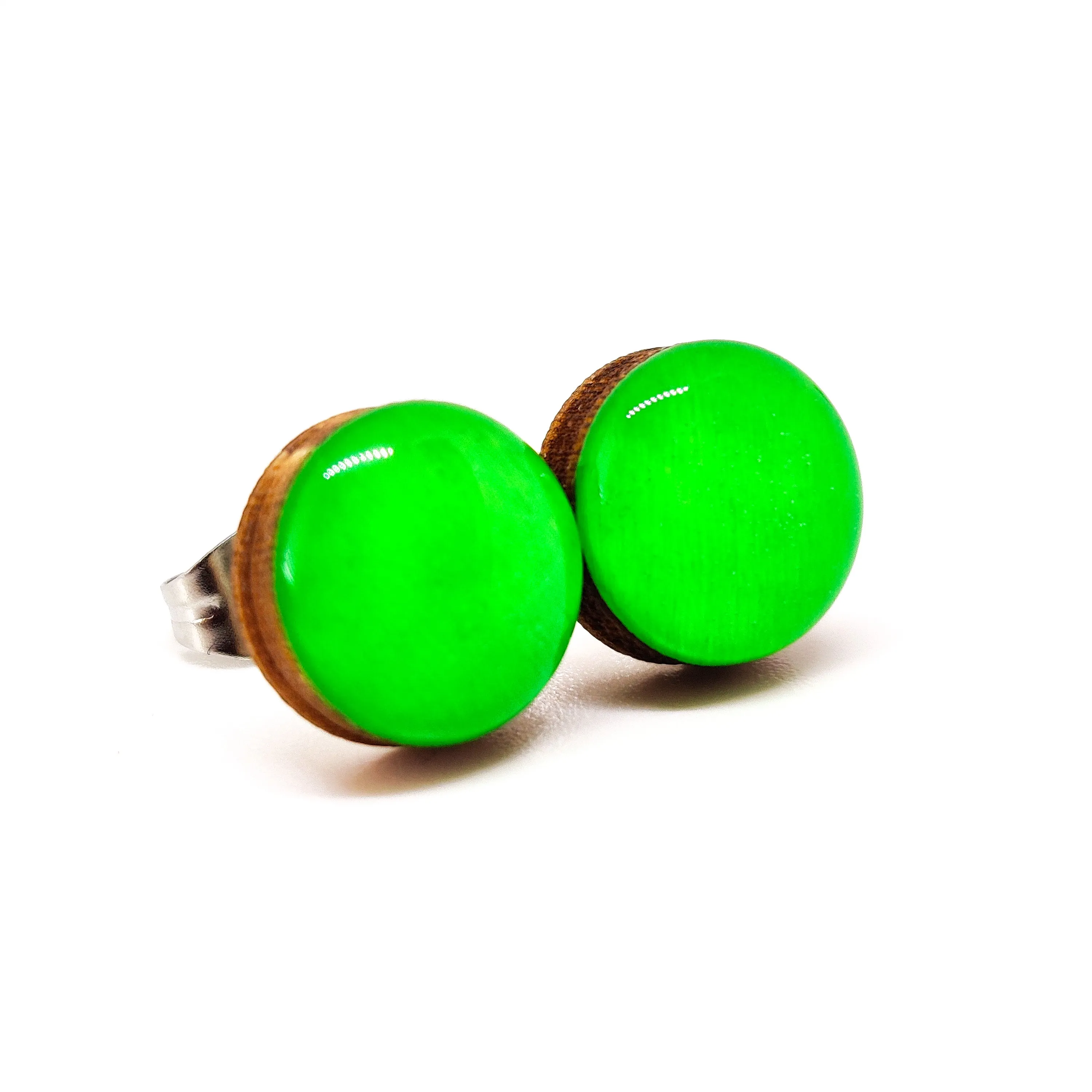 Neon Green Stud Earrings by Candi Cove Designs
