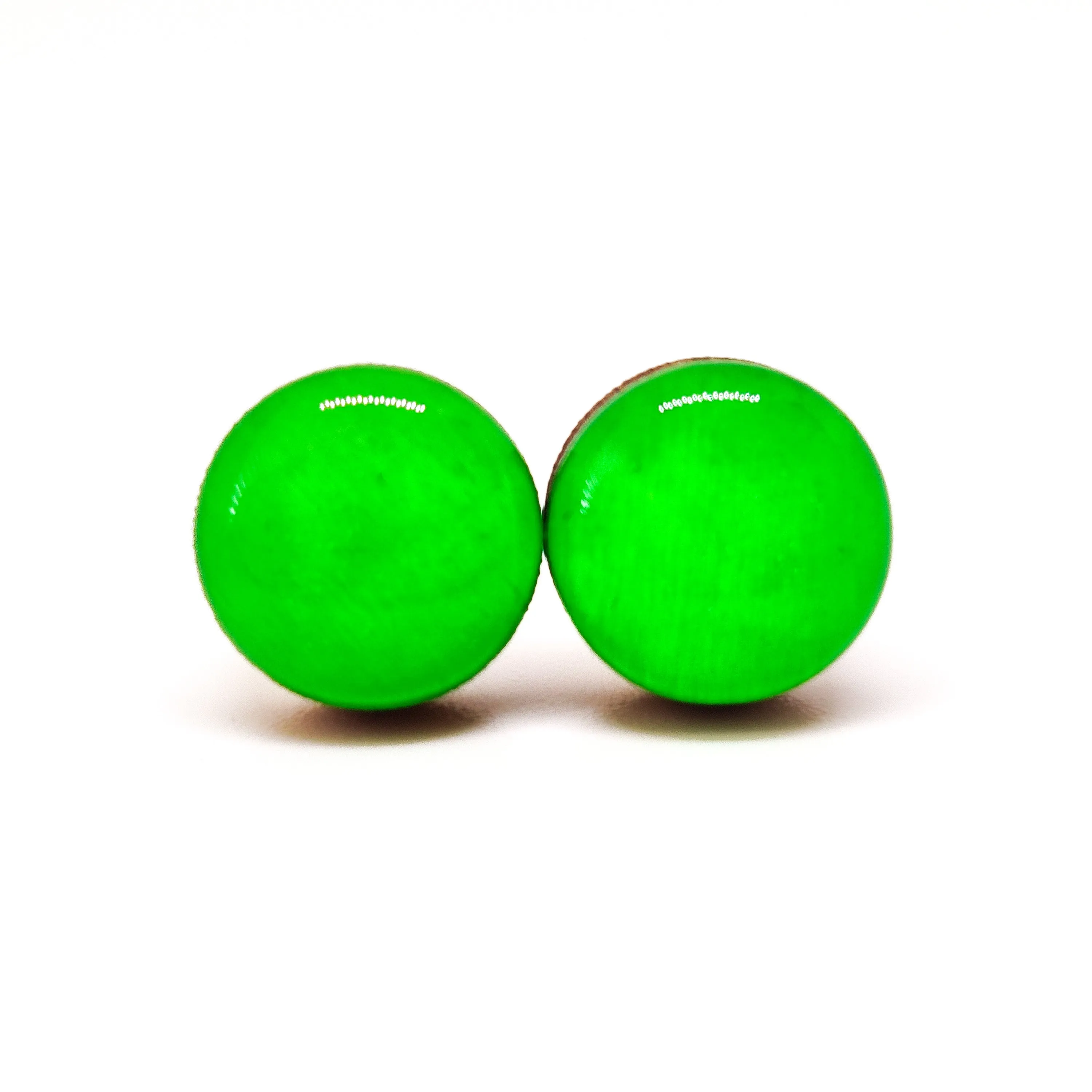 Neon Green Stud Earrings by Candi Cove Designs