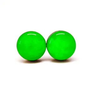 Neon Green Stud Earrings by Candi Cove Designs