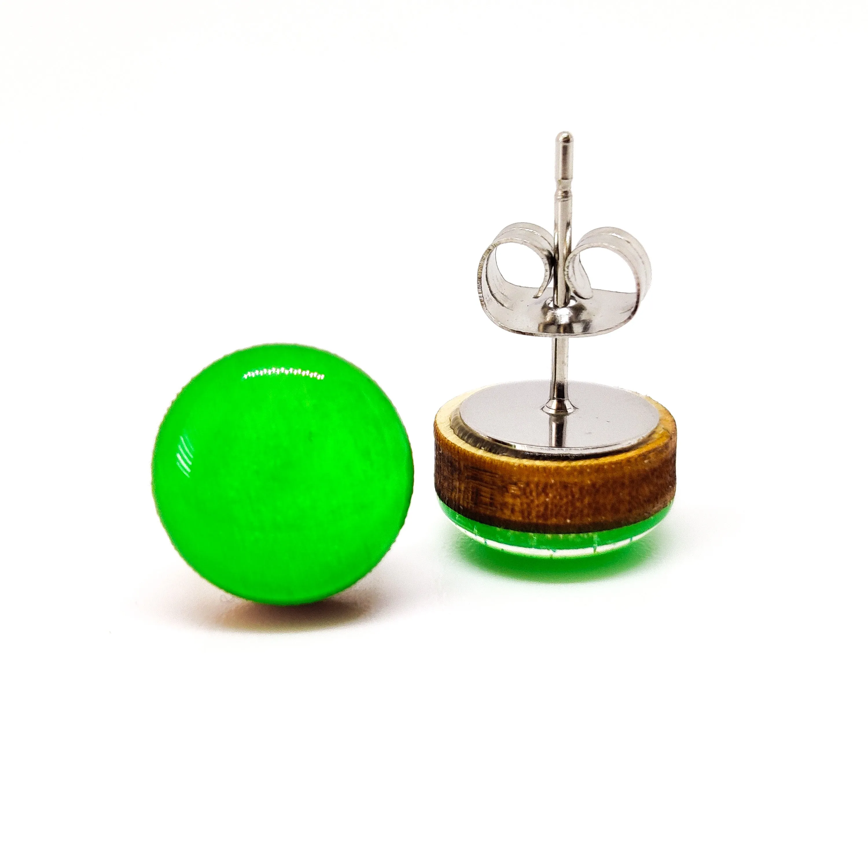 Neon Green Stud Earrings by Candi Cove Designs
