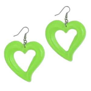 Neon Green Translucent Heart Earrings