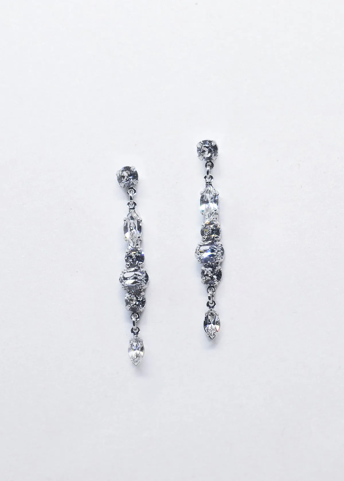 Nina - Swarovski Long Bridal Drop Earrings