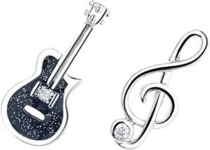 NOLITOY Elegant Guitar Earring Studs Music Note Earrings for Women Asymmetrical Design