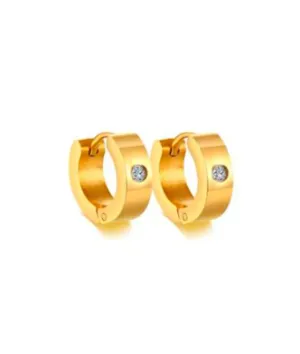 Nude Rose Stainless Steel Small Flat Cubic Hoop Earrings