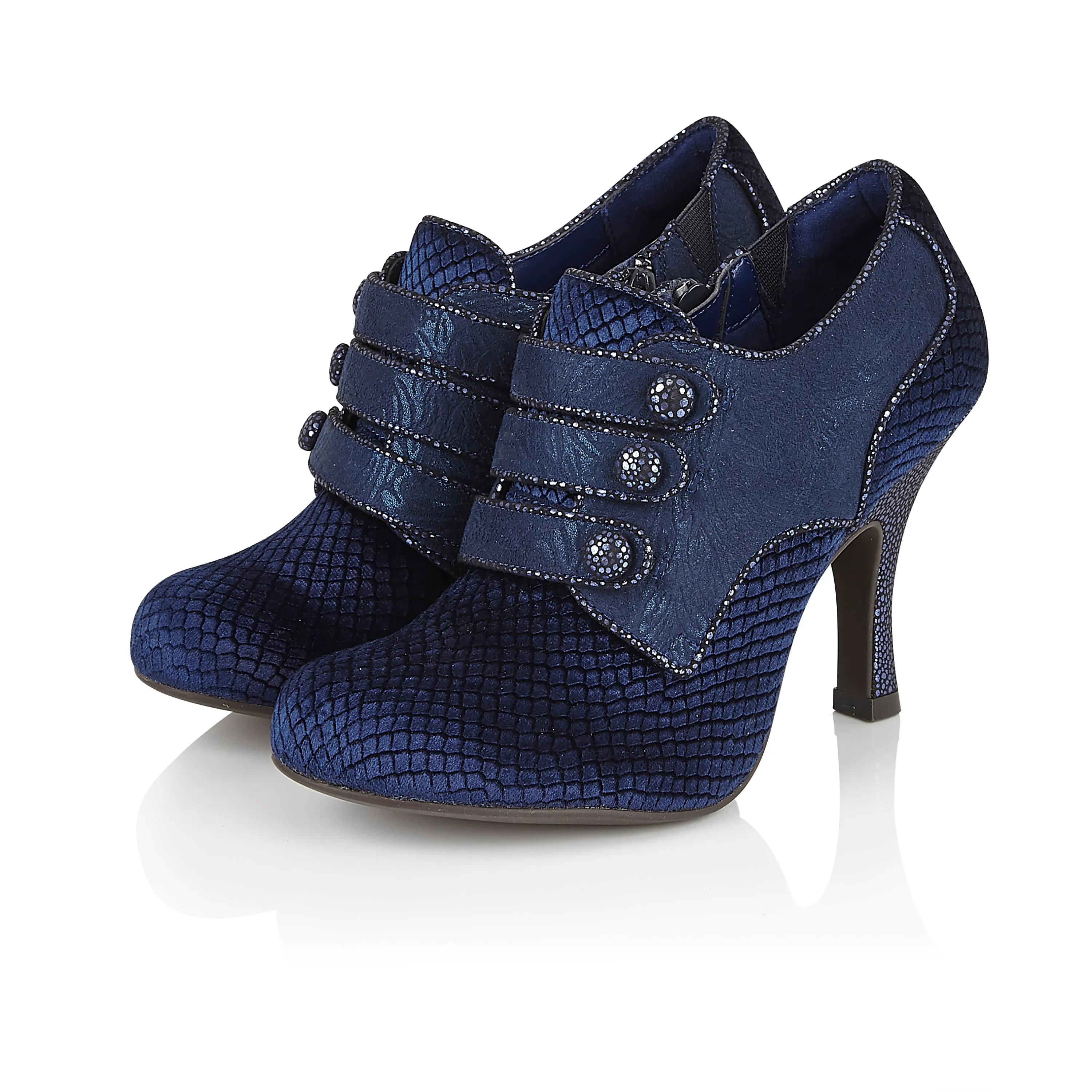 Octavia Sapphire Blue Velvet High Heel Bootie Shoes & Matching Perugia Bag by Ruby Shoo