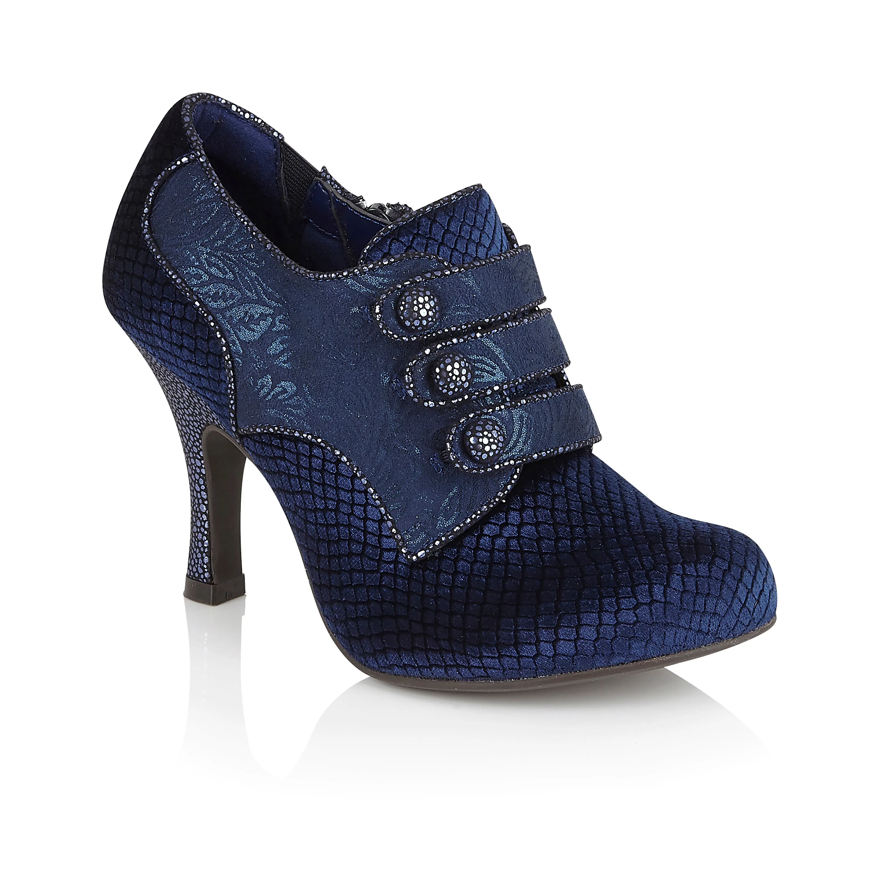 Octavia Sapphire Blue Velvet High Heel Bootie Shoes & Matching Perugia Bag by Ruby Shoo