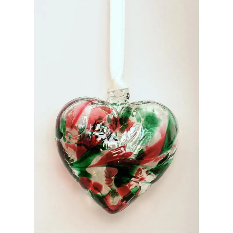 October (Opal) Birthstone Blown Glass Heart
