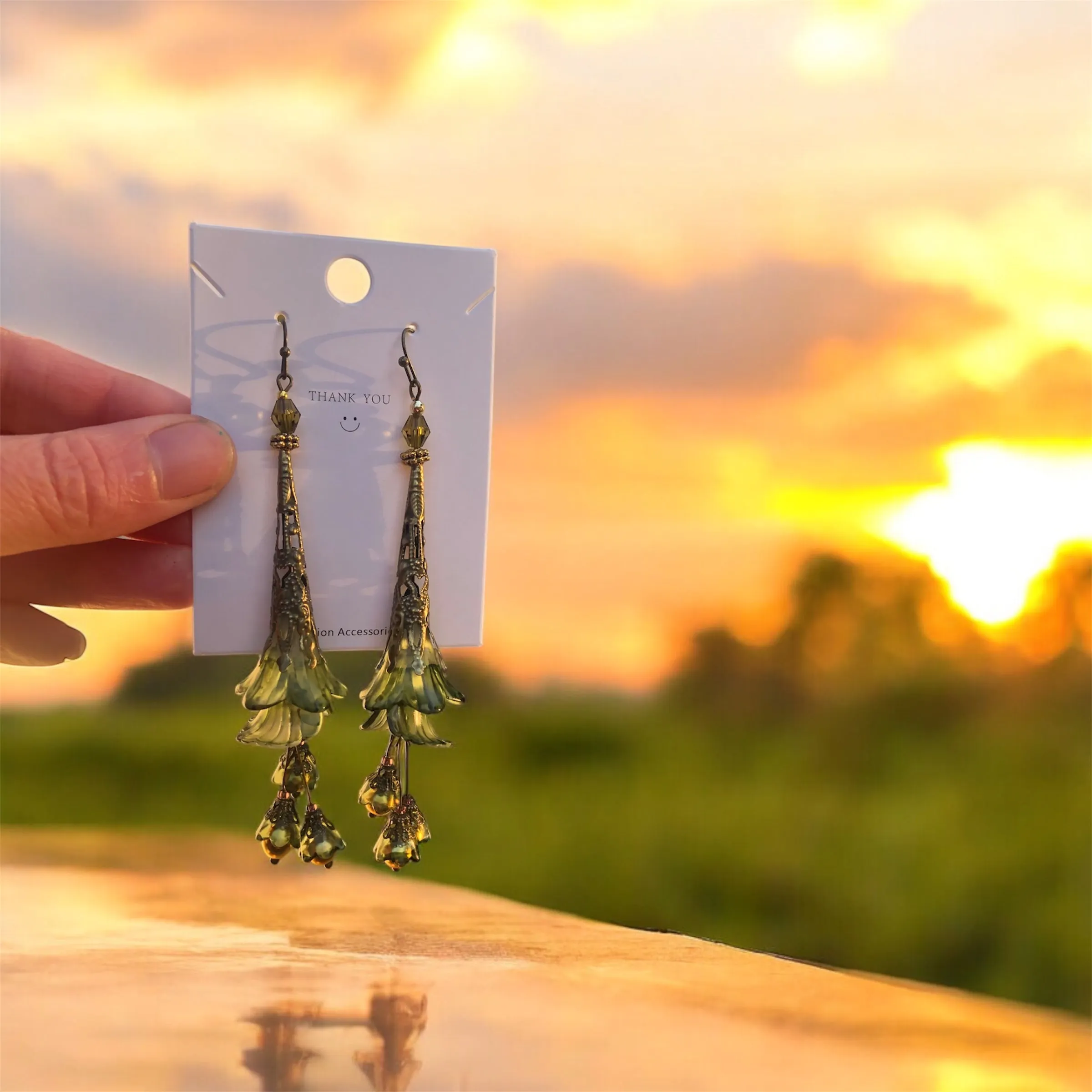 Olive Bohemian Bloom Earrings