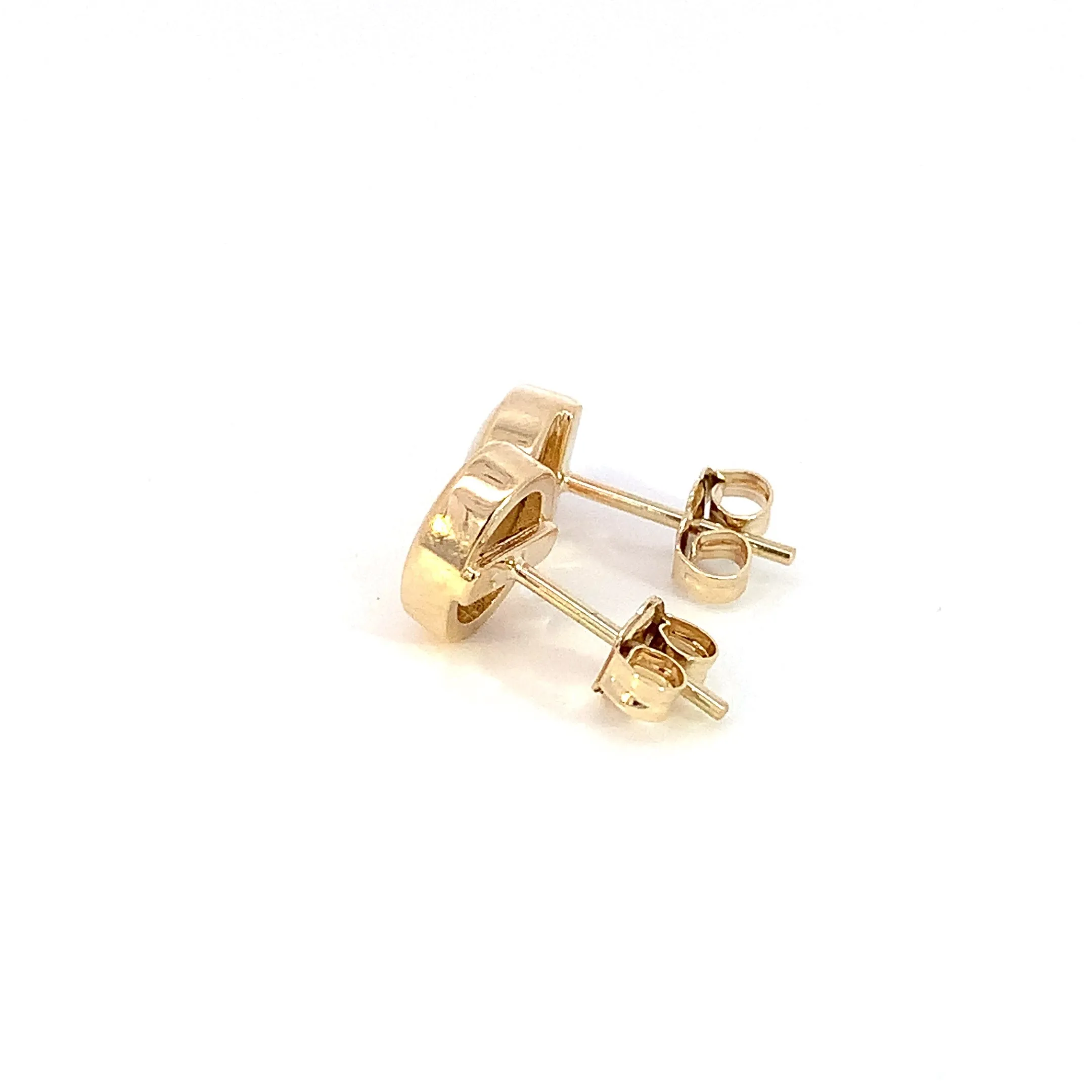 One pair of 9kt Yellow Gold Light Opal earring studs 7x5mm bezel set