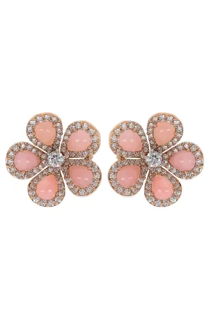 Opal and Diamond Flower Earrings