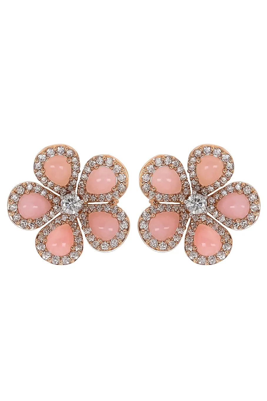Opal and Diamond Flower Earrings