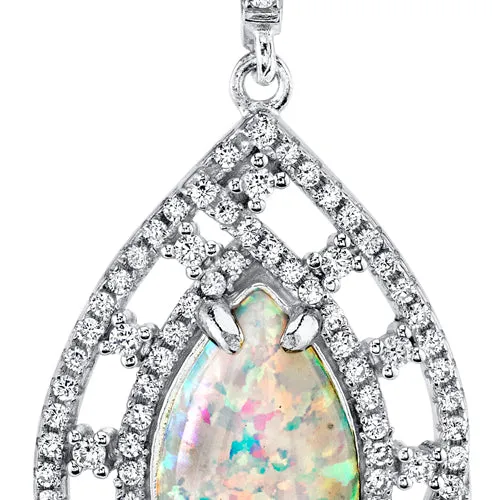 Opal Earrings Sterling Silver Pear Shape 2.50 Carats