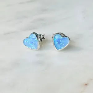 Opal Heart Stud Earrings