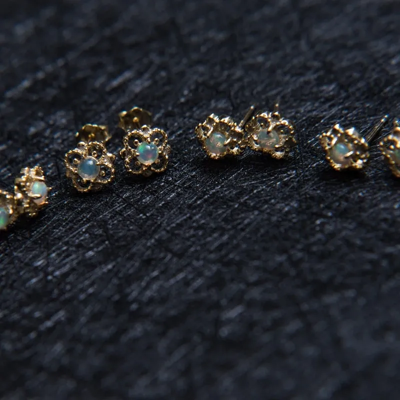 Opal Stud Earrings in Gold Plated Sterling Silver October Birthstone Handmade Jewelry Women
