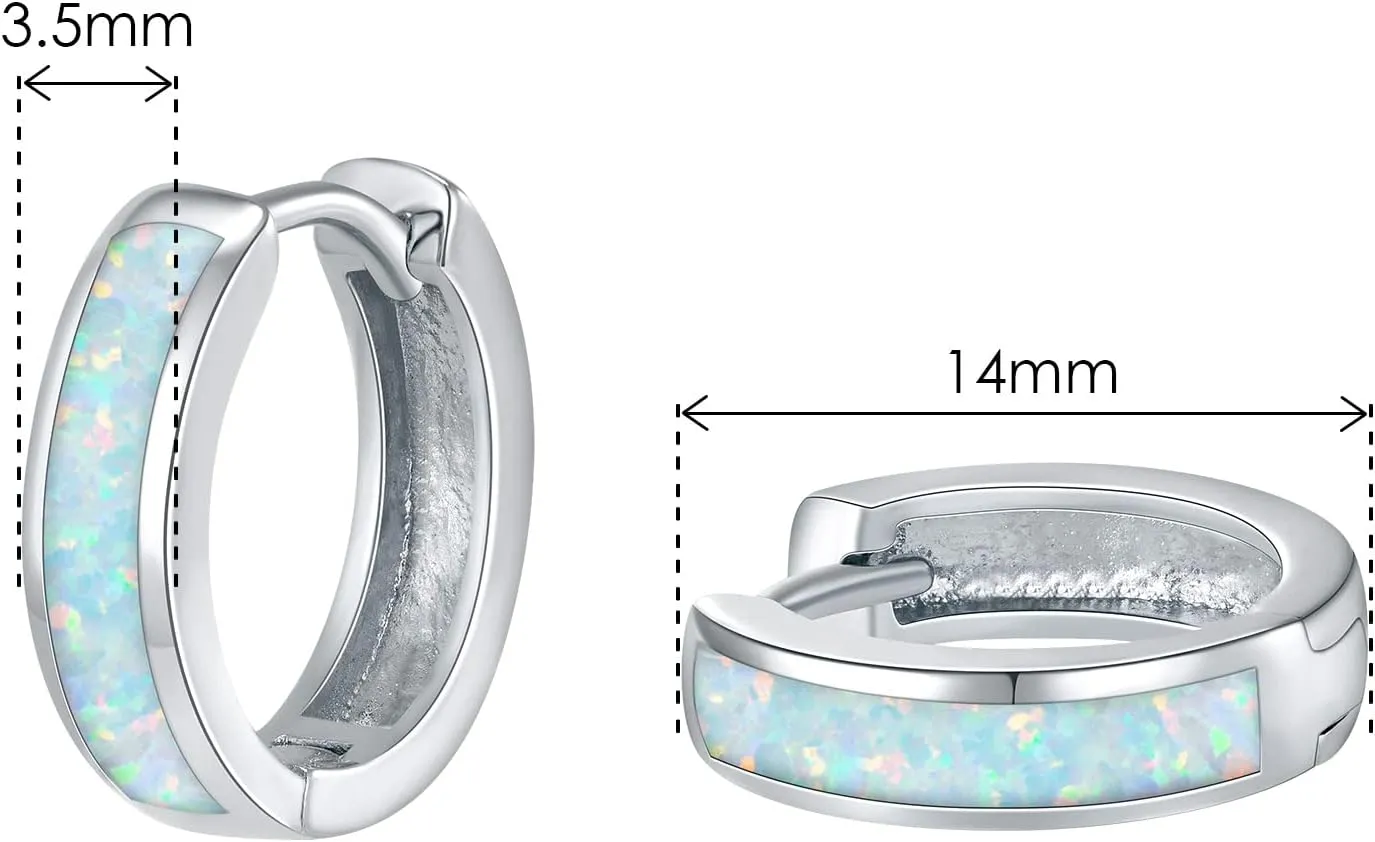 Opal Stud Huggie Hoop Earrings: Hypoallergenic 14K Gold/Silver/Rose Gold Plated Small Hoop Earrings for Women Sensitive Ears
