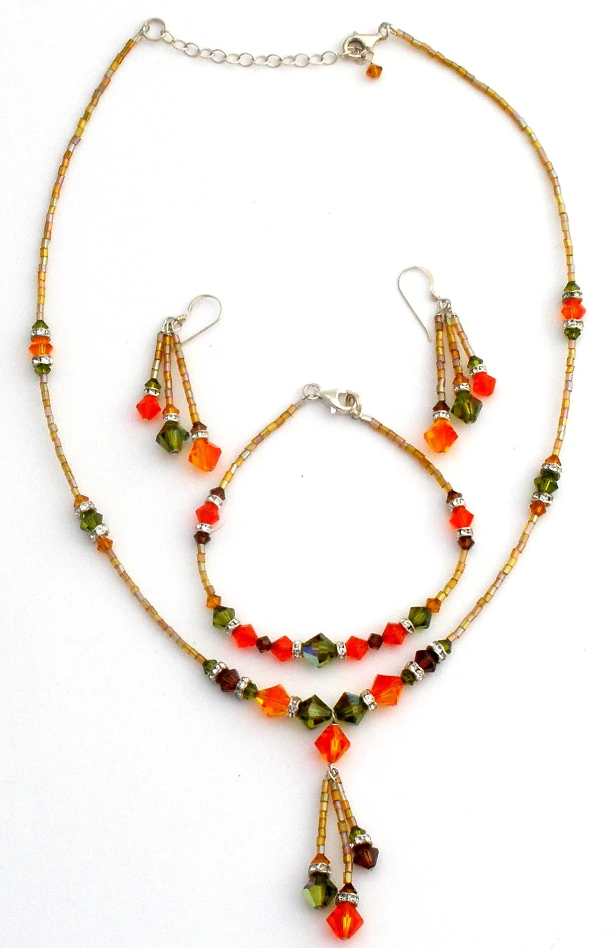 Orange & Green Crystal Bead Jewelry Set