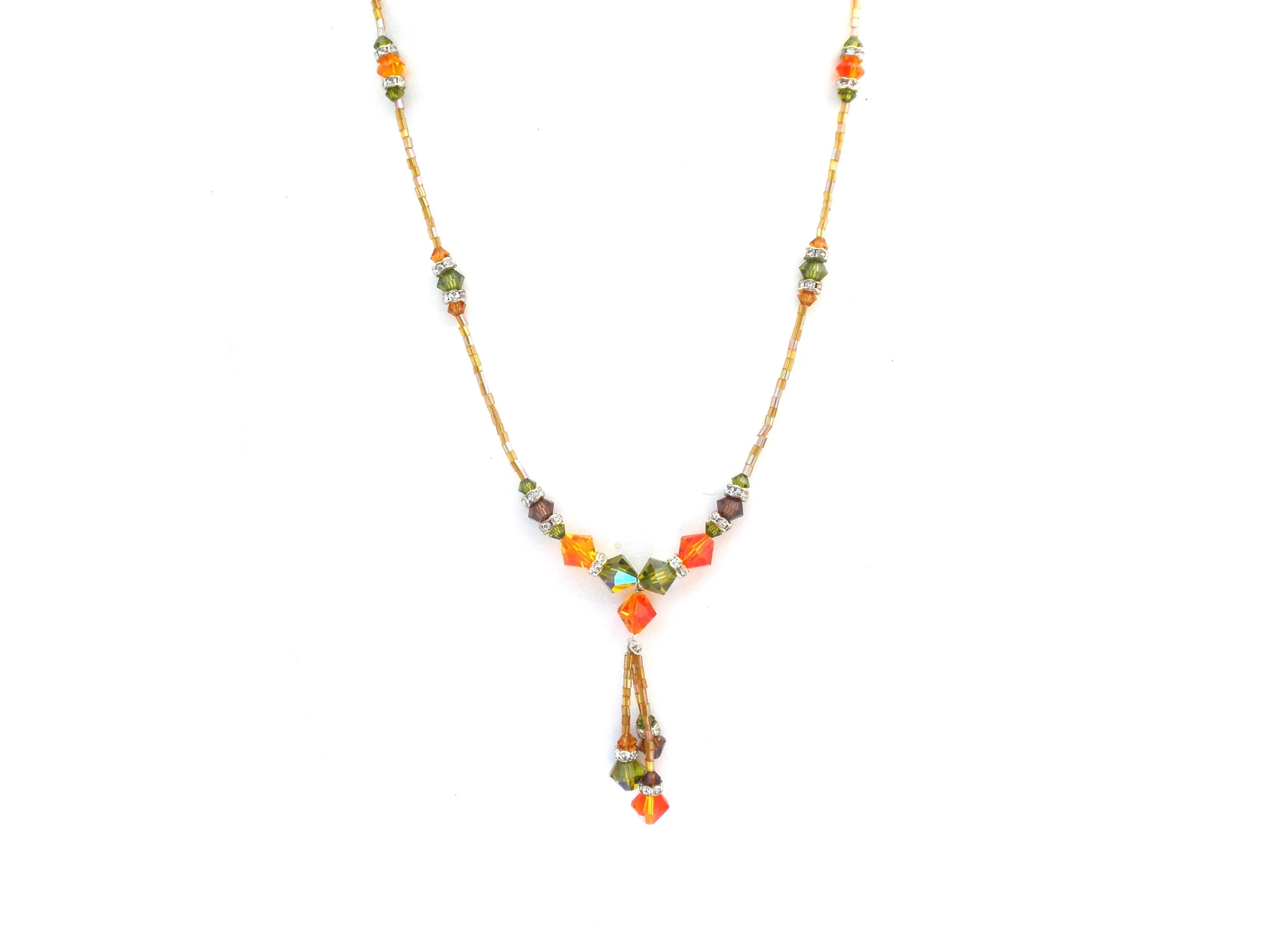 Orange & Green Crystal Bead Jewelry Set