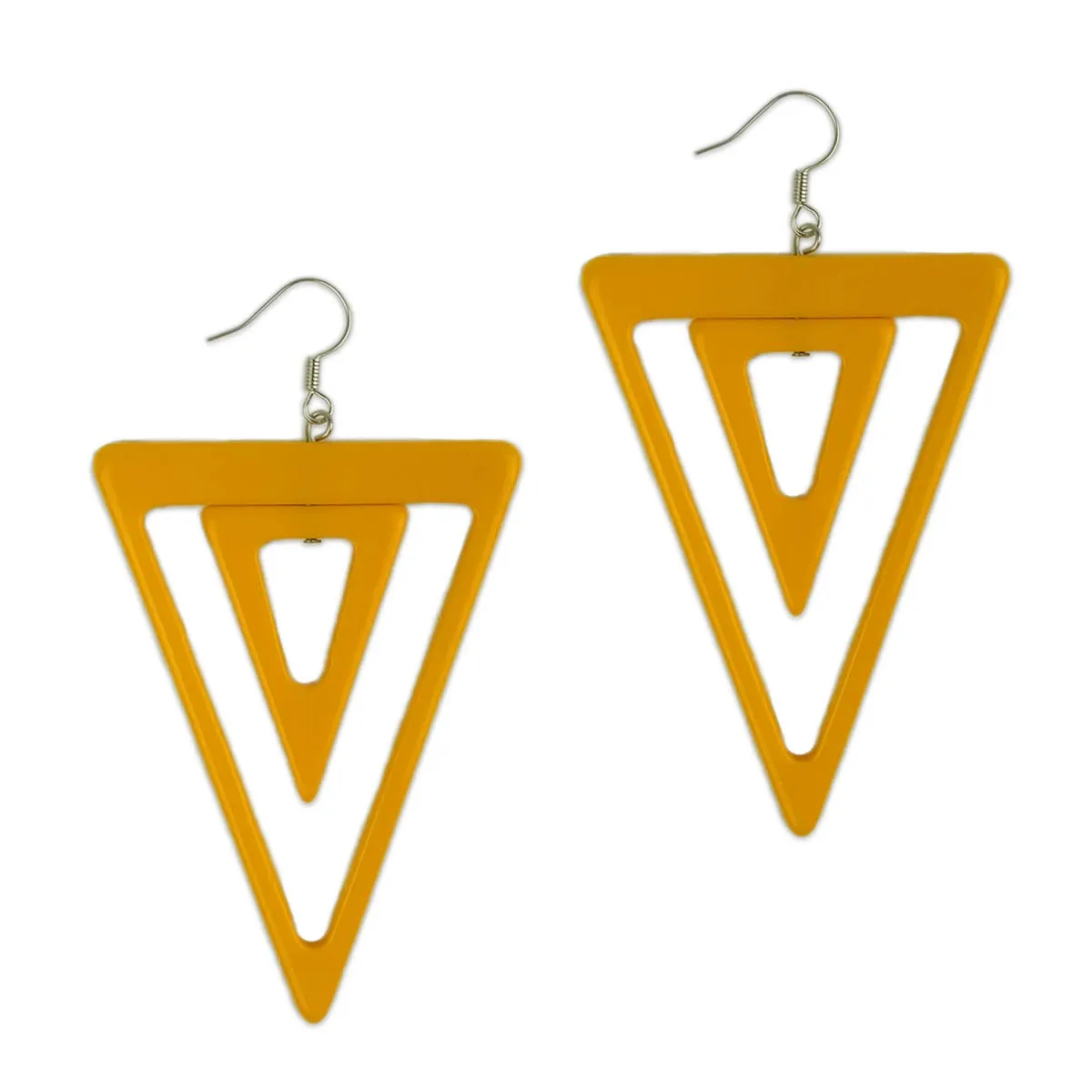Orange Double Triangle Geometric Earrings
