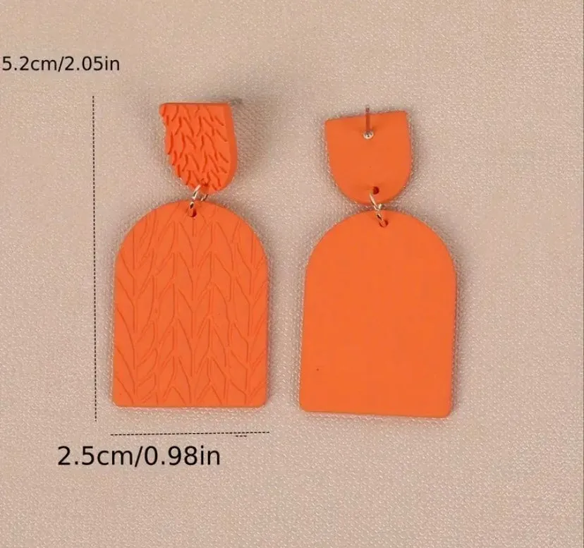 Orange Geometric Acrylic Dangle Earrings