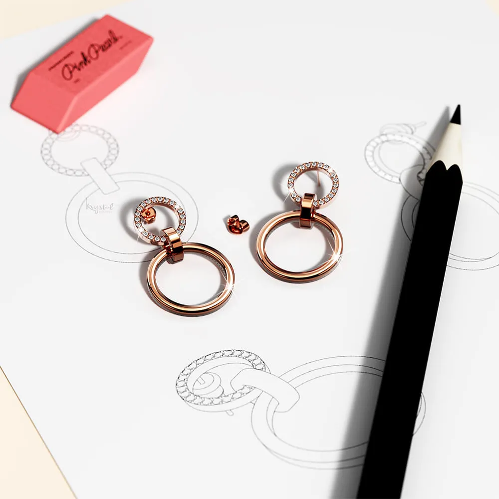 Orbit of Radiance Earrings Embellished with SWAROVSKI Crystal in Rose Gold