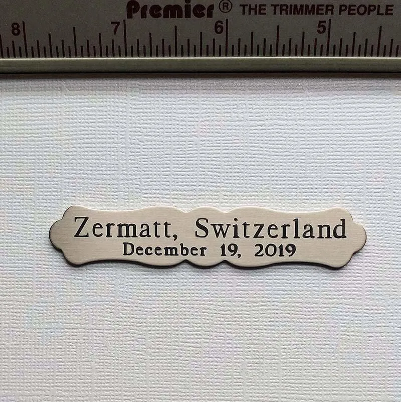 ORNATE MEDIUM Naming Plate Thick Fancy Solid Brass or Nickel Silver Custom Engraved
