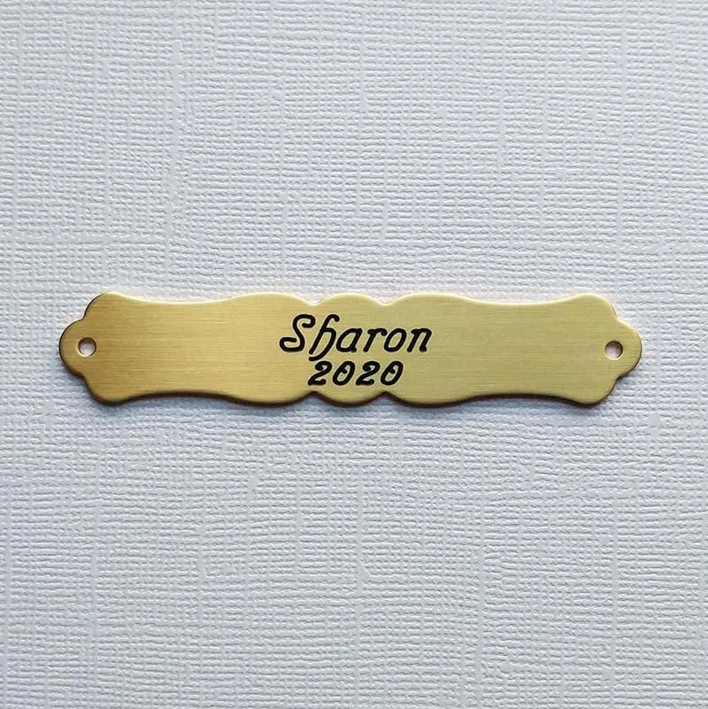 ORNATE MEDIUM Naming Plate Thick Fancy Solid Brass or Nickel Silver Custom Engraved