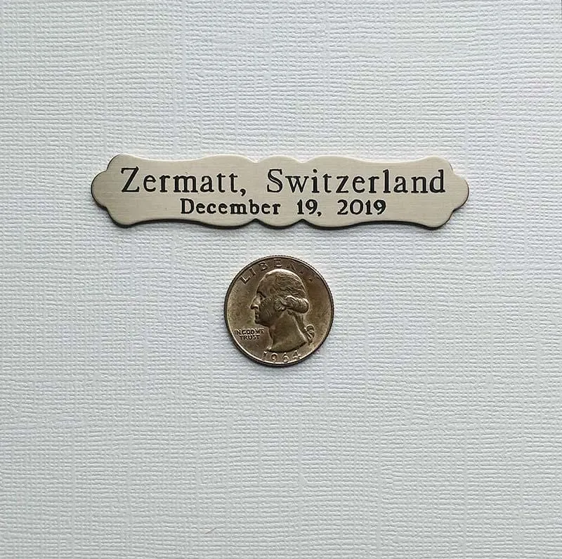 ORNATE MEDIUM Naming Plate Thick Fancy Solid Brass or Nickel Silver Custom Engraved