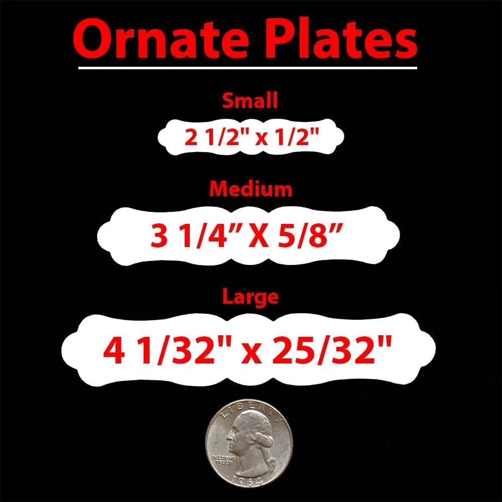 ORNATE MEDIUM Naming Plate Thick Fancy Solid Brass or Nickel Silver Custom Engraved