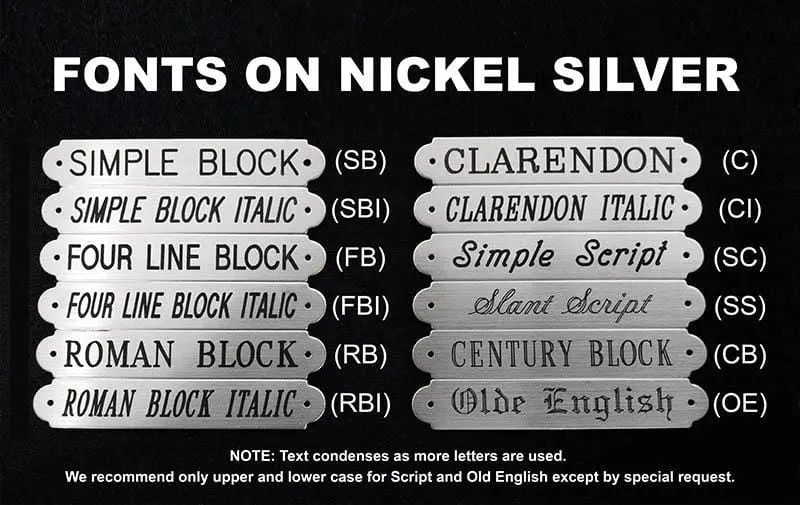 ORNATE MEDIUM Naming Plate Thick Fancy Solid Brass or Nickel Silver Custom Engraved