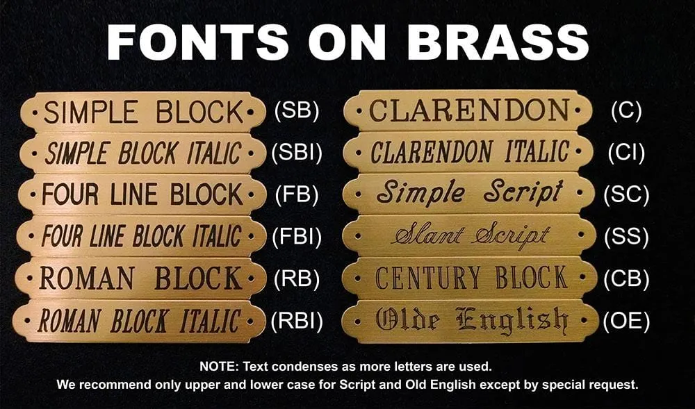 ORNATE MEDIUM Naming Plate Thick Fancy Solid Brass or Nickel Silver Custom Engraved