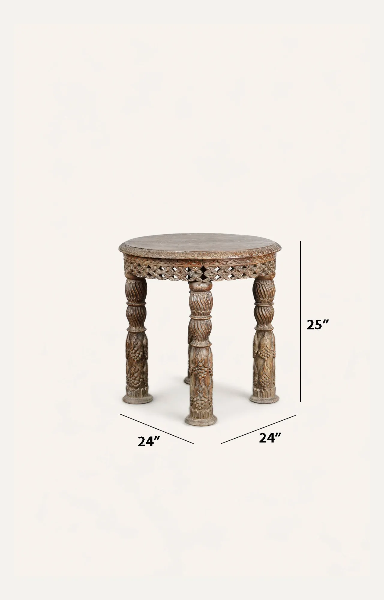 Ornate Wooden Accent Side Table