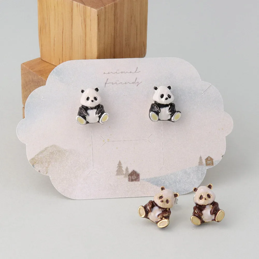 Osuwari Panda Stud Earrings
