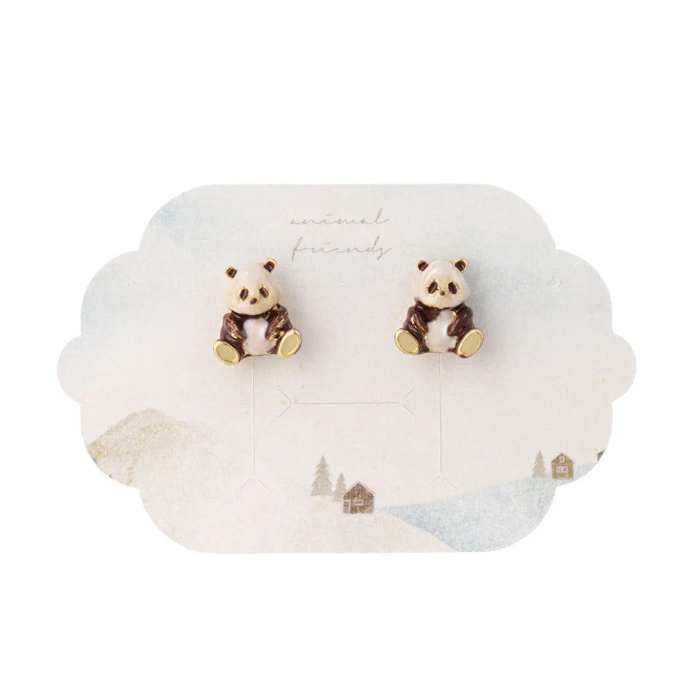 Osuwari Panda Stud Earrings