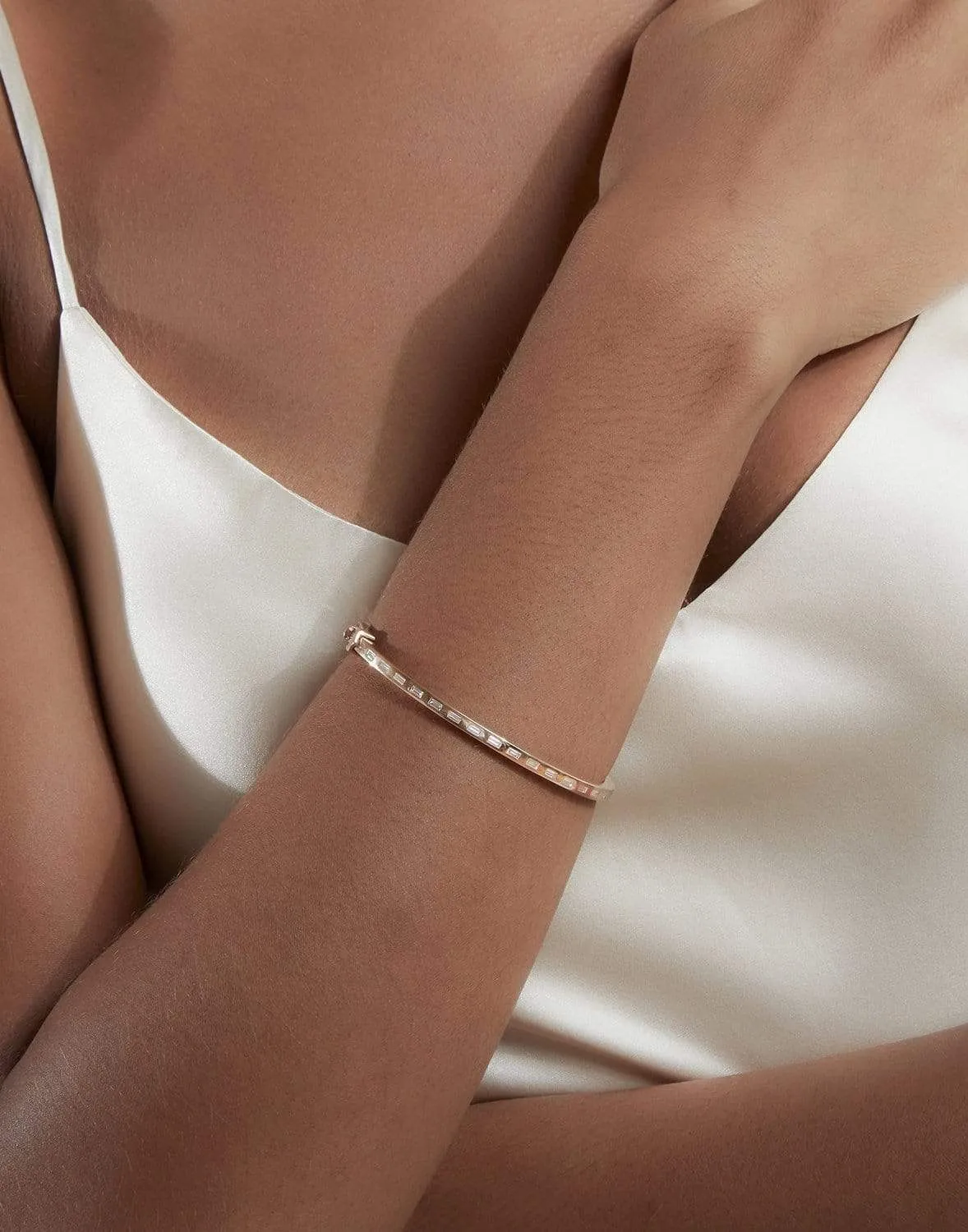 Ottoline Diamond Baguette Hinged Bangle