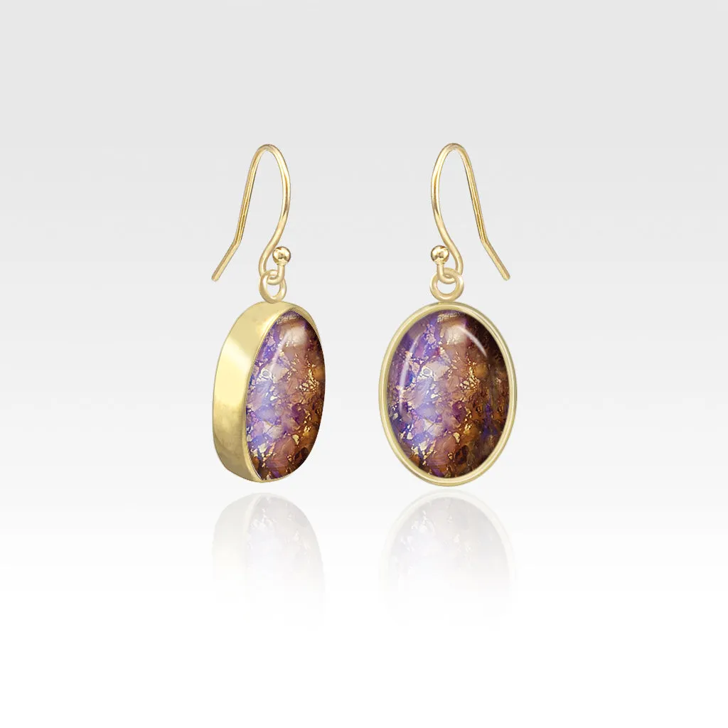 Oval Earrings - Vintage Glass White