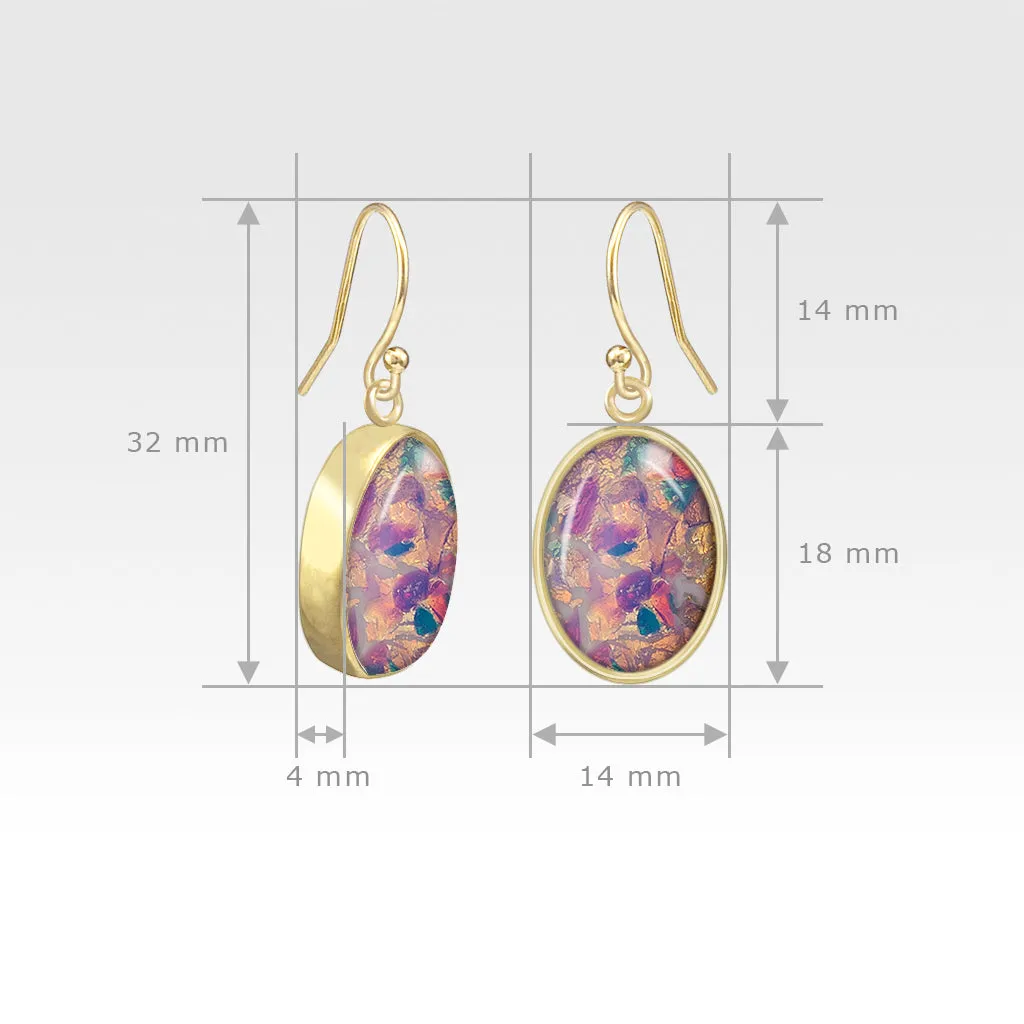 Oval Earrings - Vintage Glass White