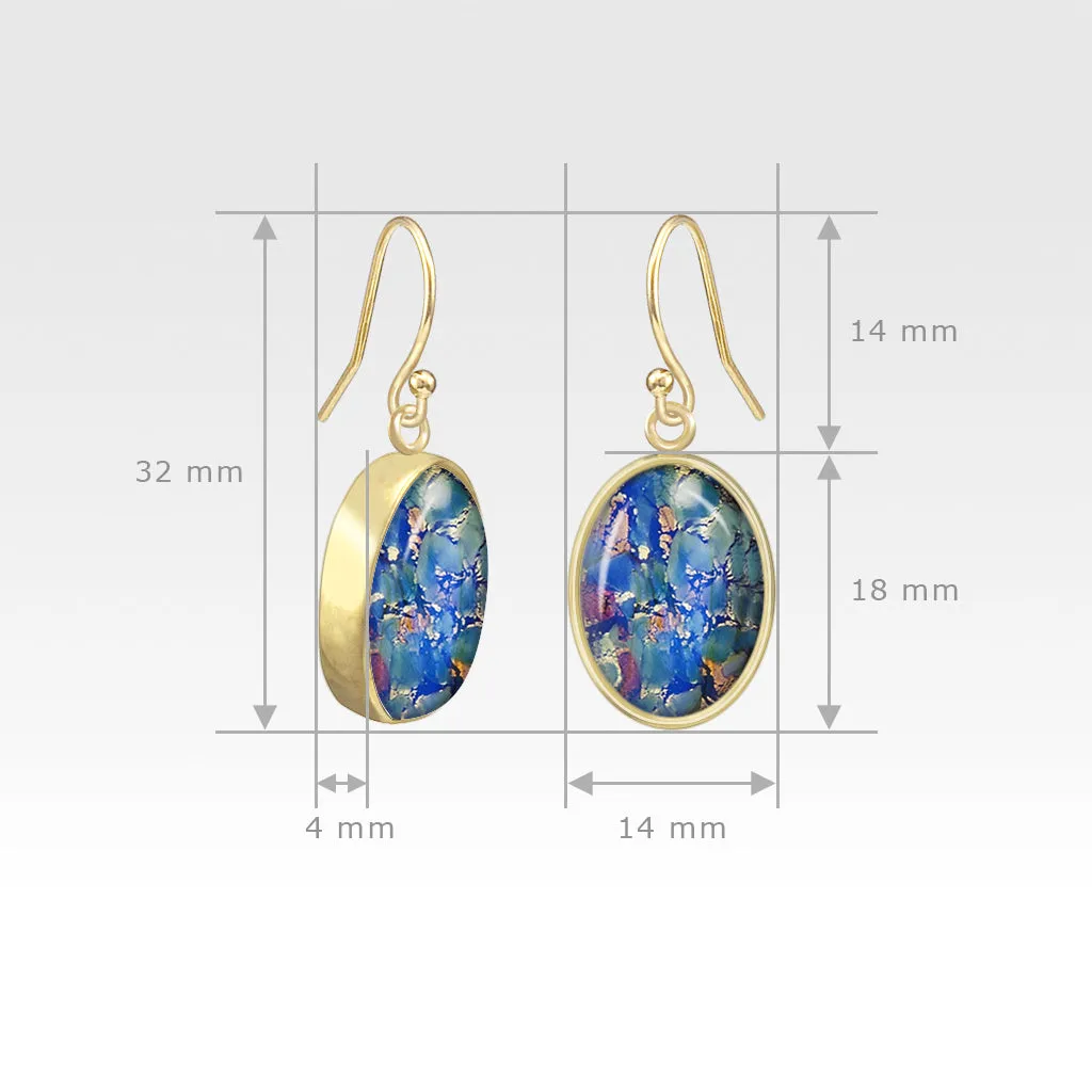 Oval Earrings - Vintage Glass White