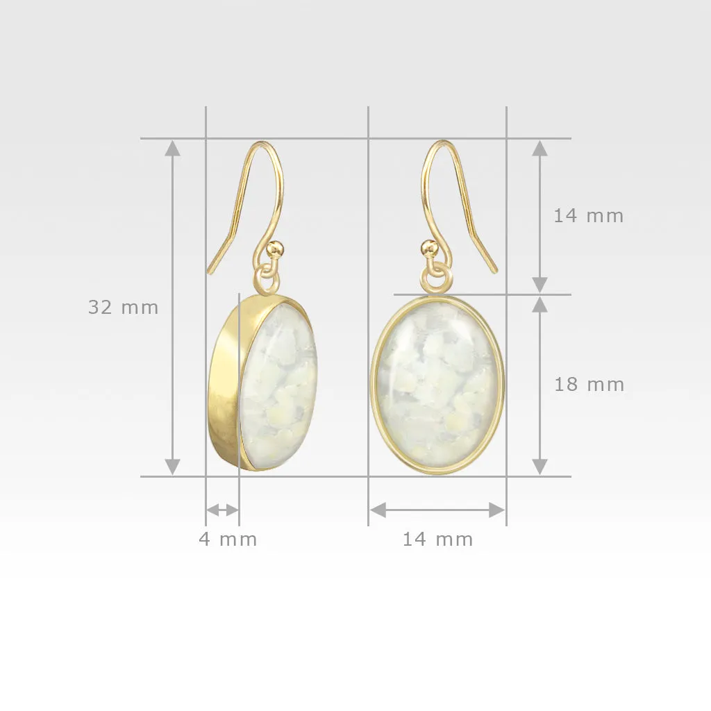 Oval Earrings - Vintage Glass White