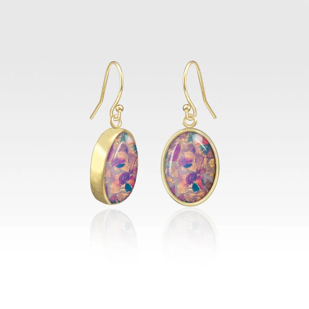 Oval Earrings - Vintage Glass White