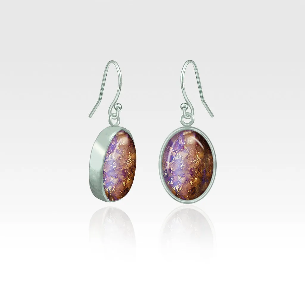 Oval Earrings - Vintage Glass White