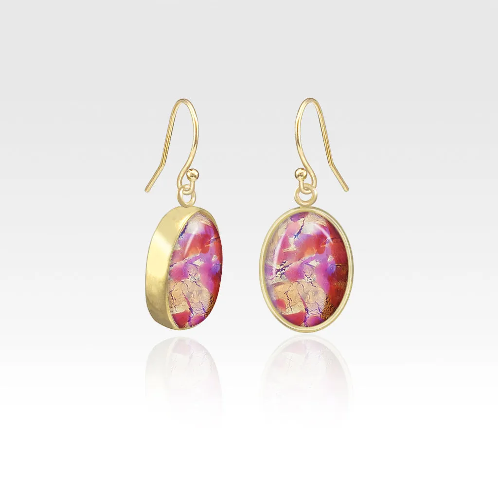 Oval Earrings - Vintage Glass White