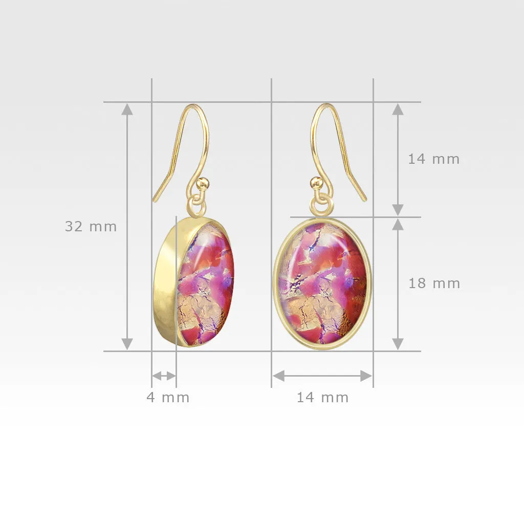Oval Earrings - Vintage Glass White