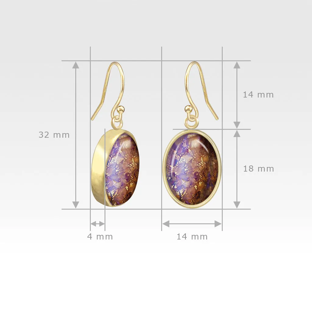 Oval Earrings - Vintage Glass White