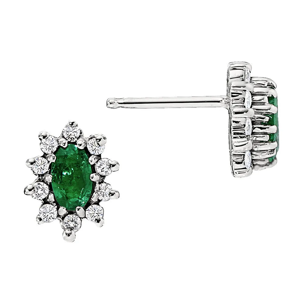 Oval Emerald and Diamond Halo Ring
