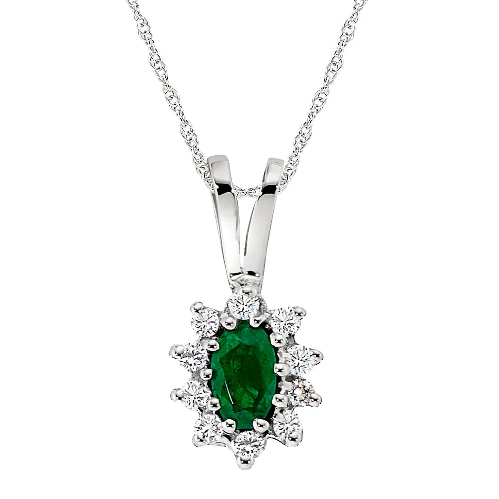 Oval Emerald and Diamond Halo Ring