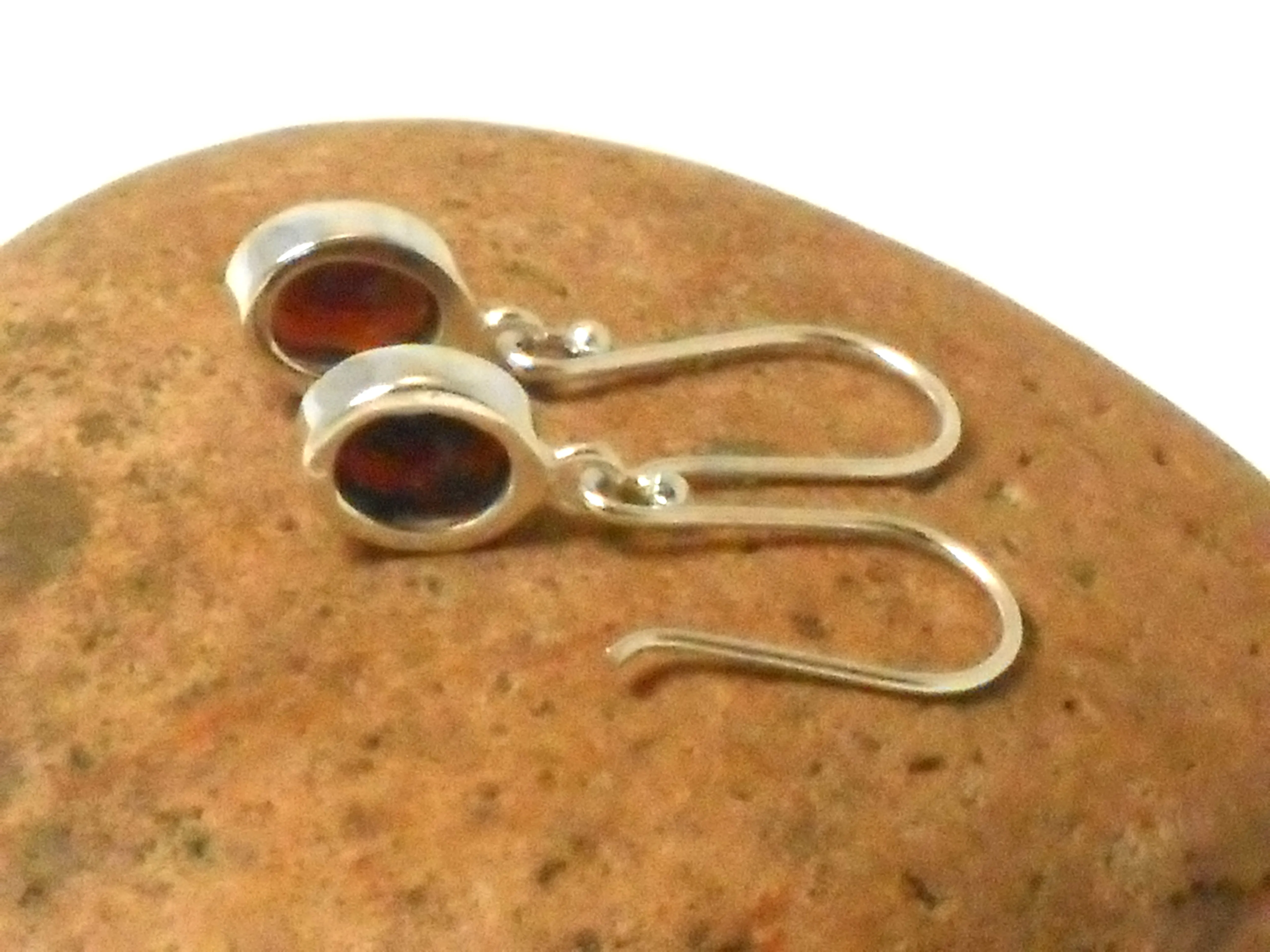 Oval Red Garnet Sterling Silver 925 Gemstone Drop Dangle Earrings