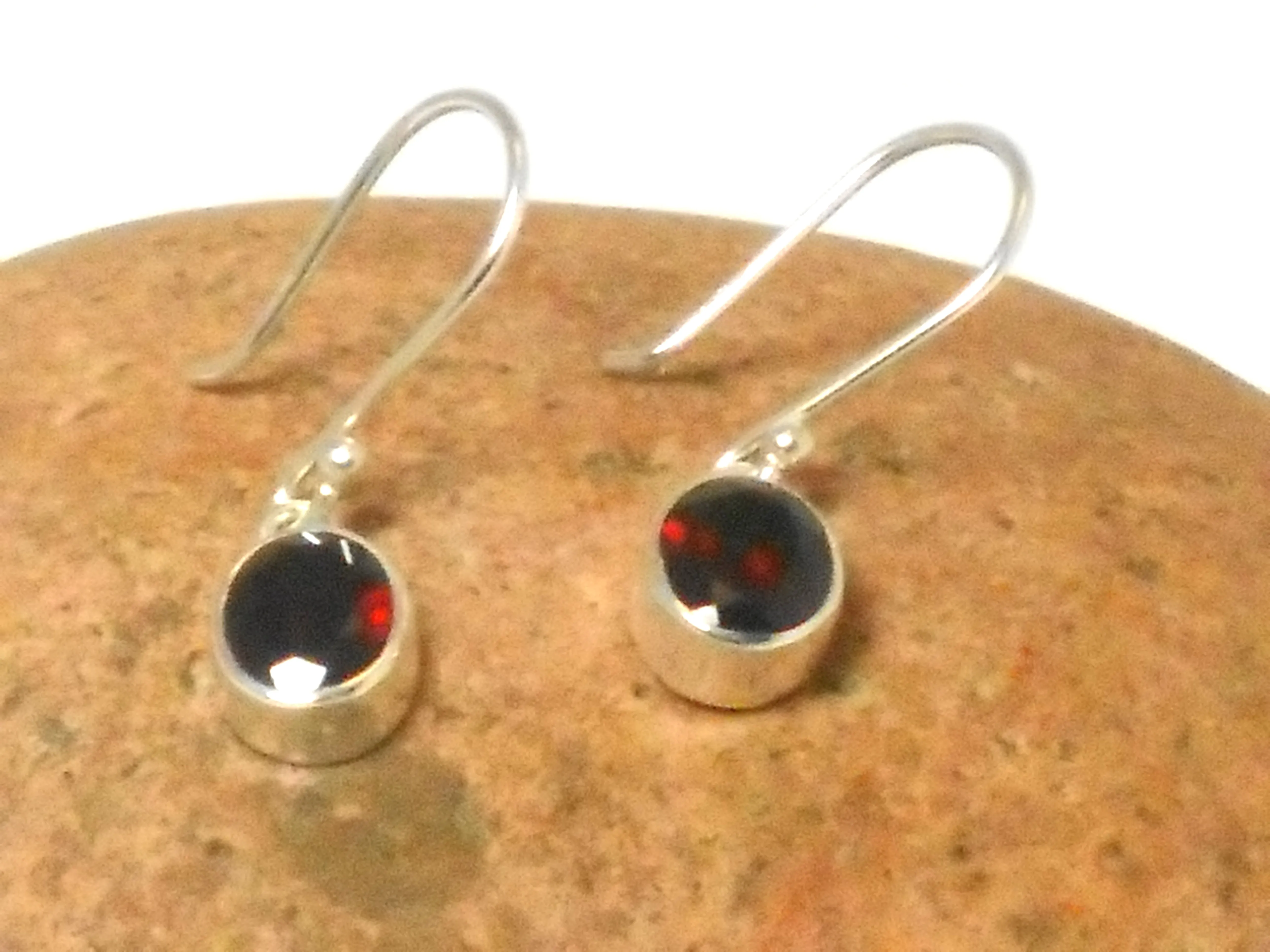 Oval Red Garnet Sterling Silver 925 Gemstone Drop Dangle Earrings