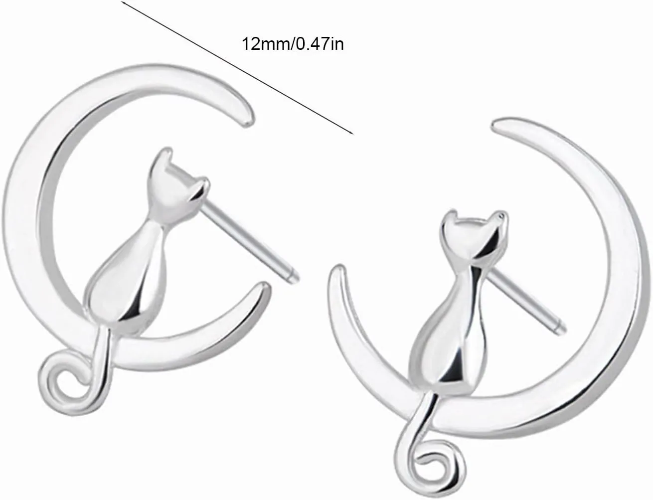 Oversized Earrings Fashion Cat On The Moon Design Stud Earrings For Women Handmade Simple Style Ear Hoop Dangle